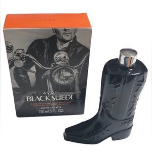 Avon Black Suede Boot Decanter Limited Edition Open Box